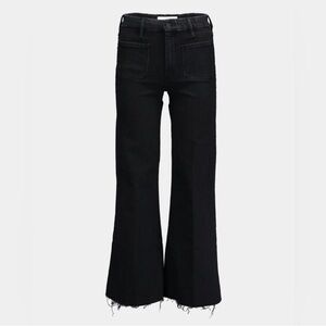 MOTHER Hustler Roller Ankle Black Wide Leg Jeans